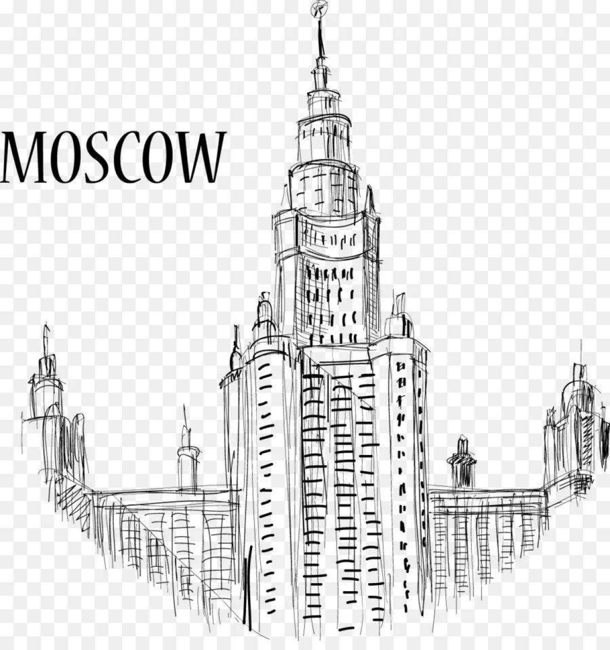 Beautiful coloring page of moscow state university