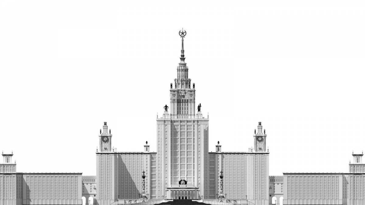 Coloring page luxury moscow state university