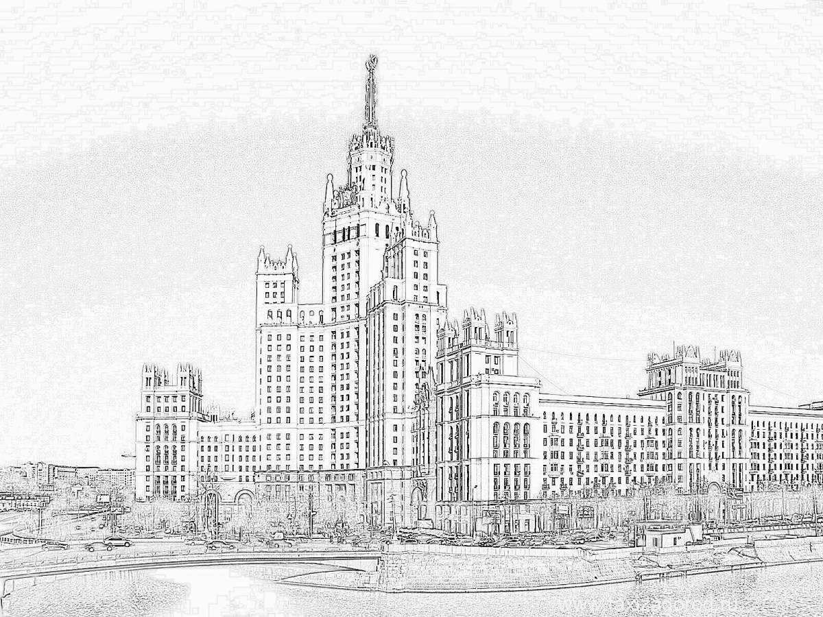 Amazing coloring page of moscow state university