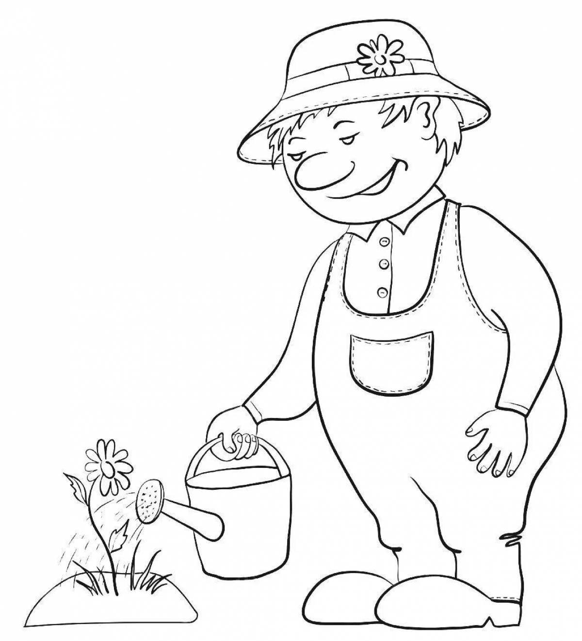 Coloring book magic gardener