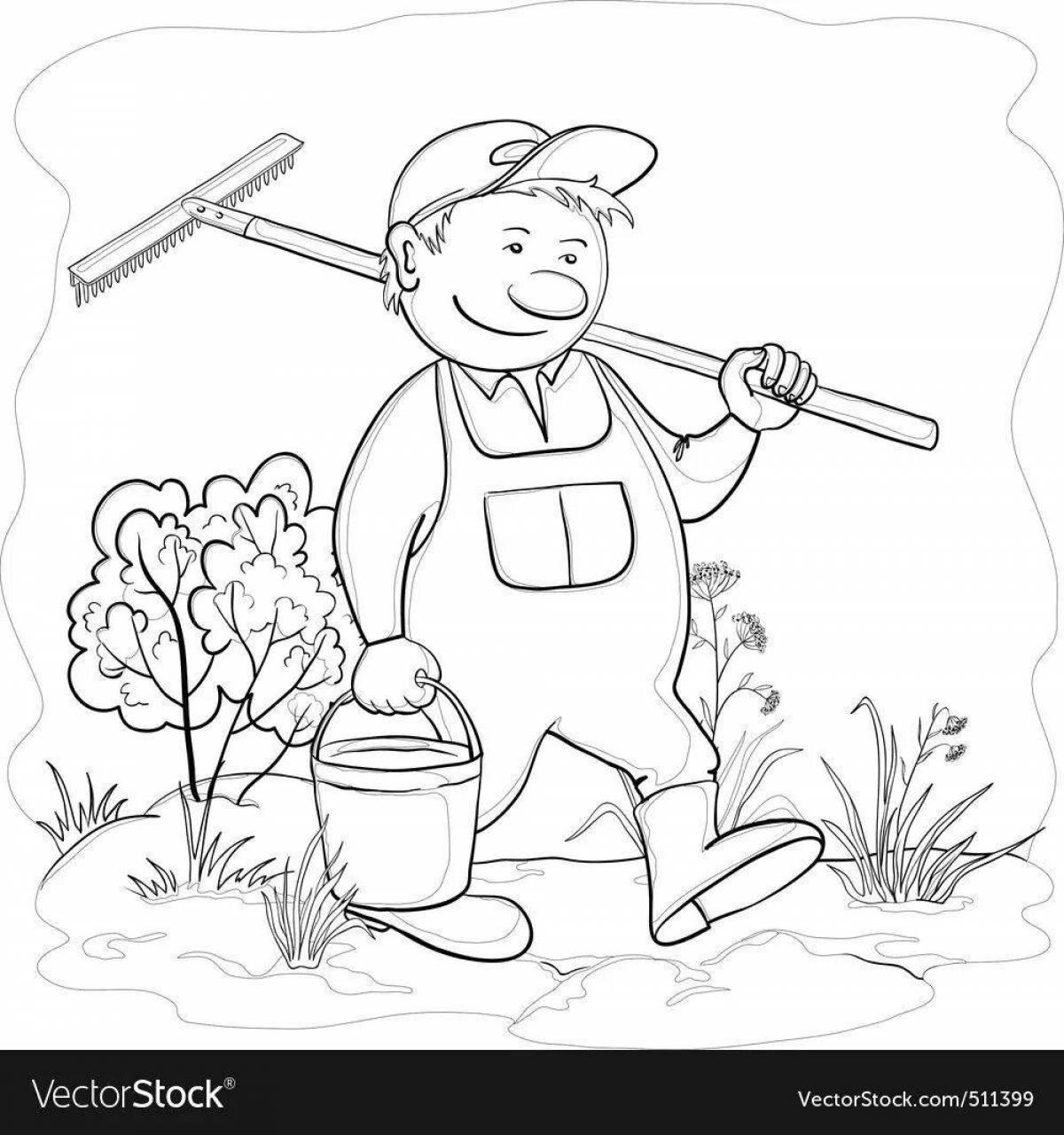 Inspirational gardener coloring page