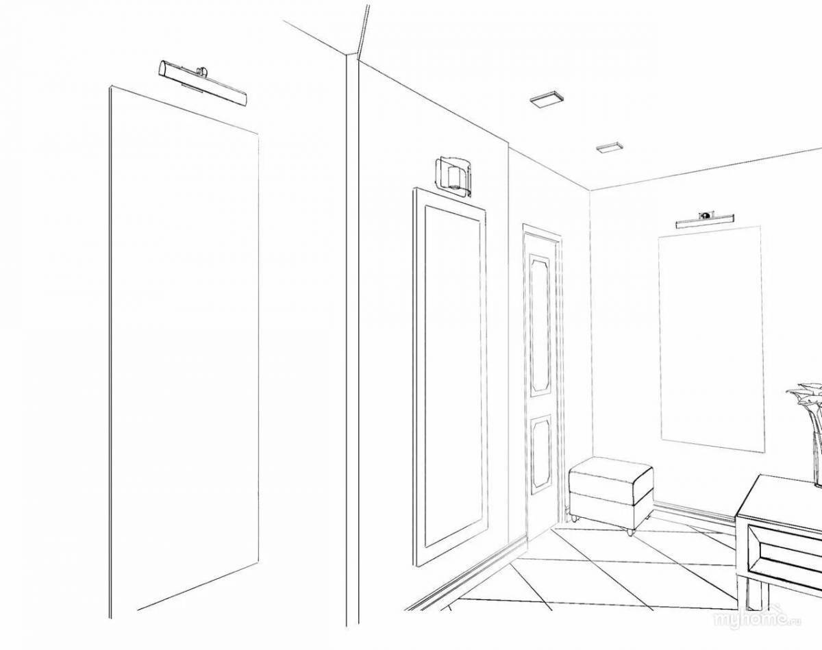 Glowing corridor coloring page