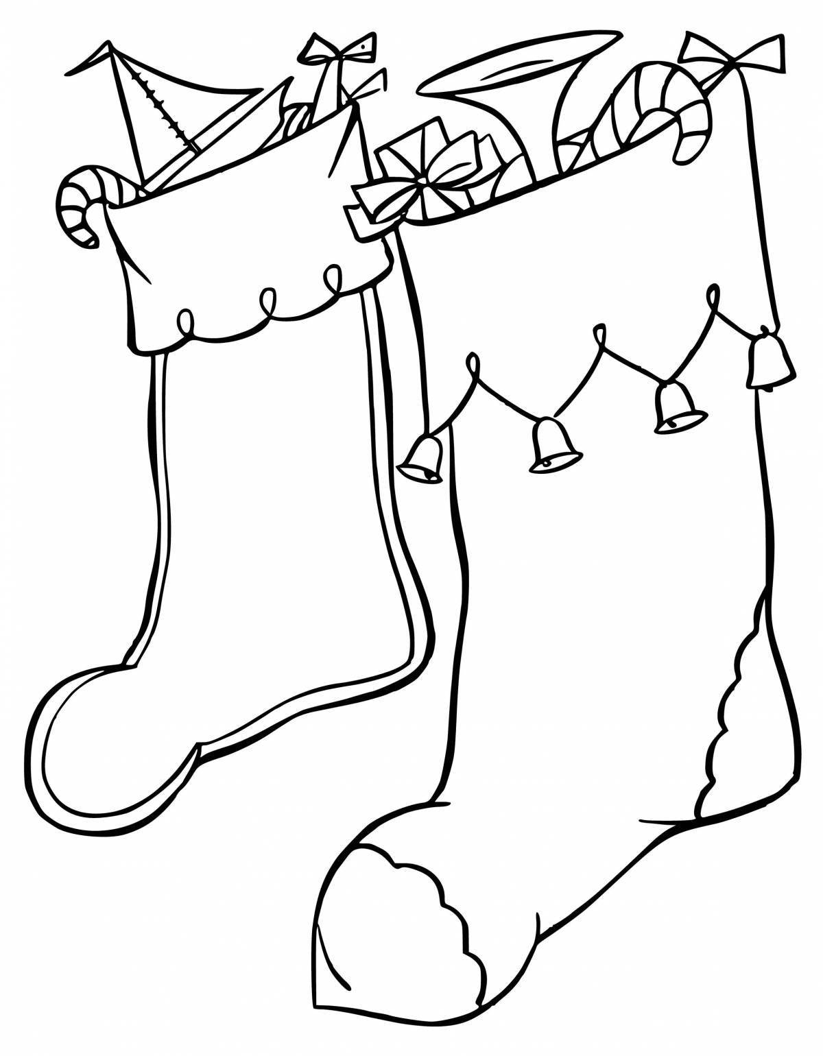 Colorful stocking coloring page