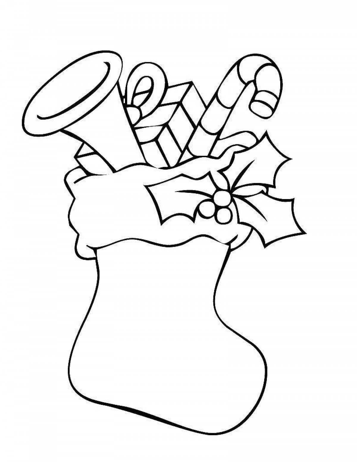 Glittering stocking coloring page