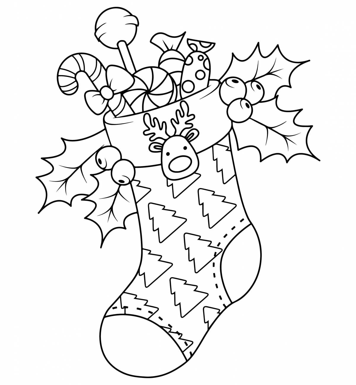 Coloring book bold stocking