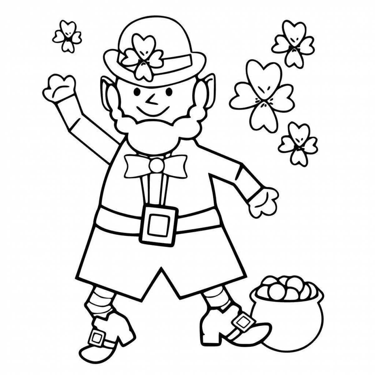 Colorful leprechaun coloring page