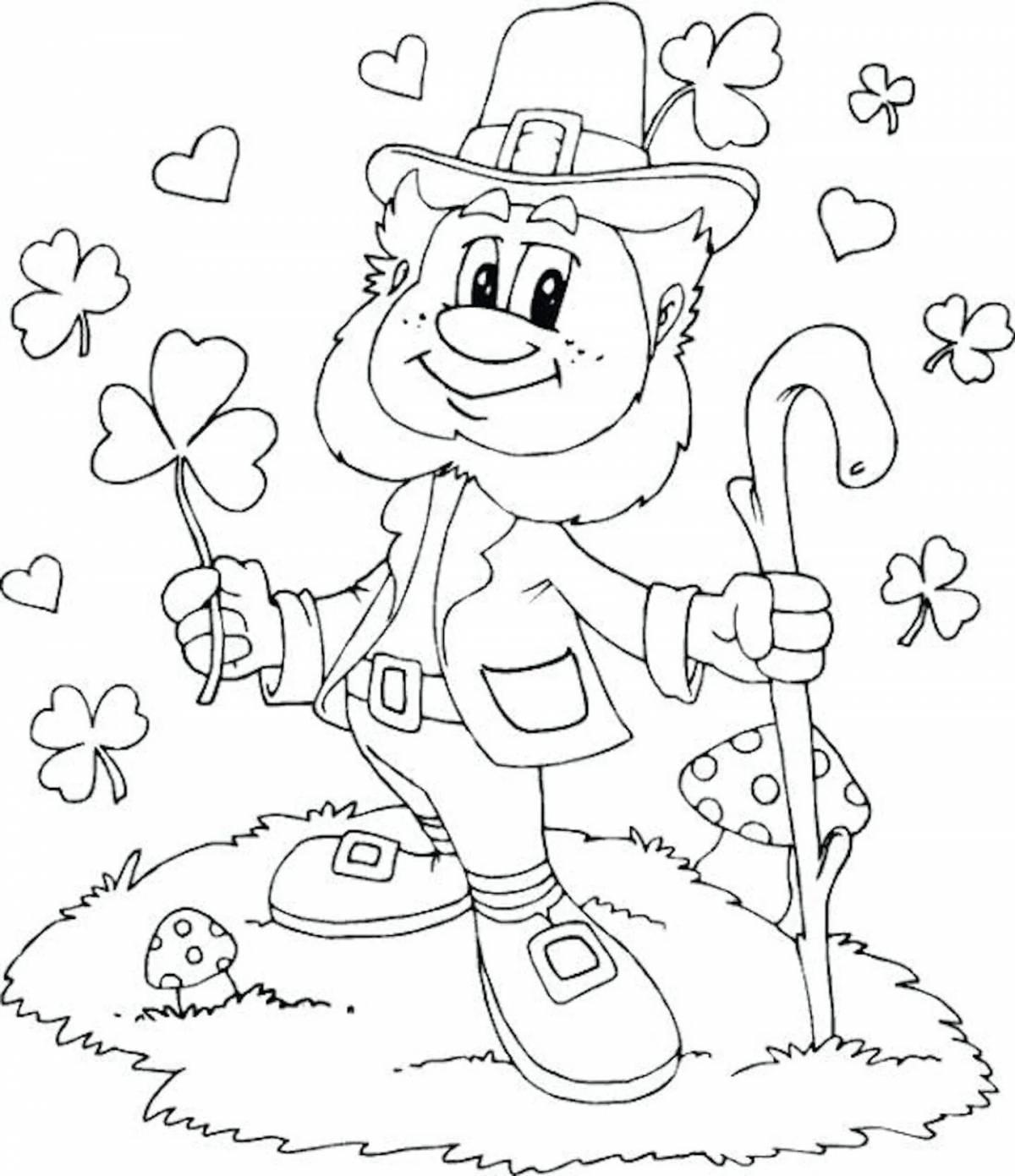 Coloring page nice leprechaun