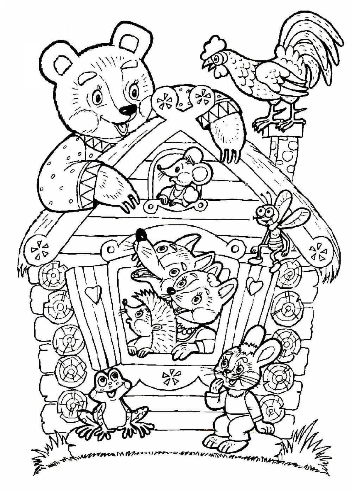Majestic retreat cabin coloring page