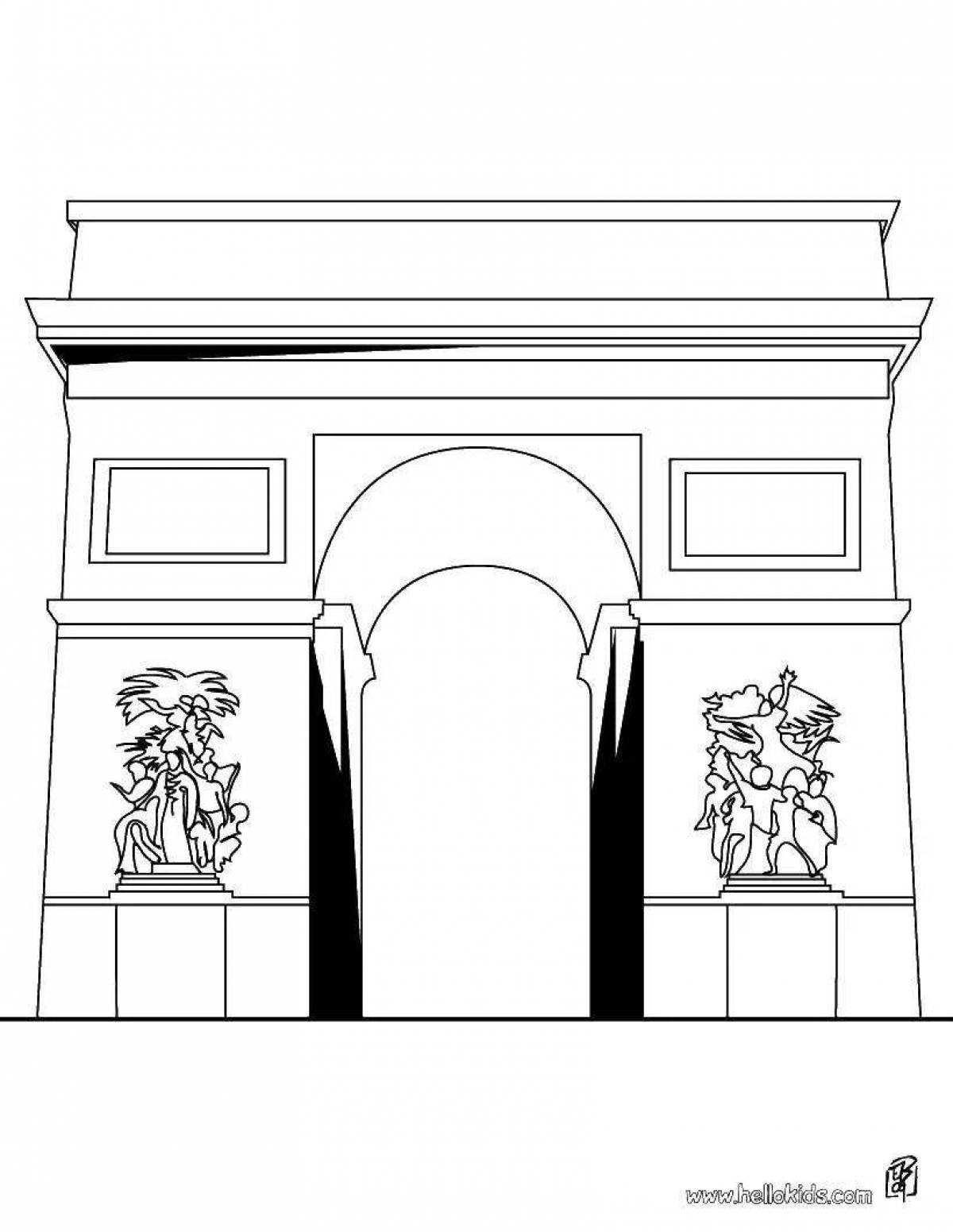 Ornate coloring book arch