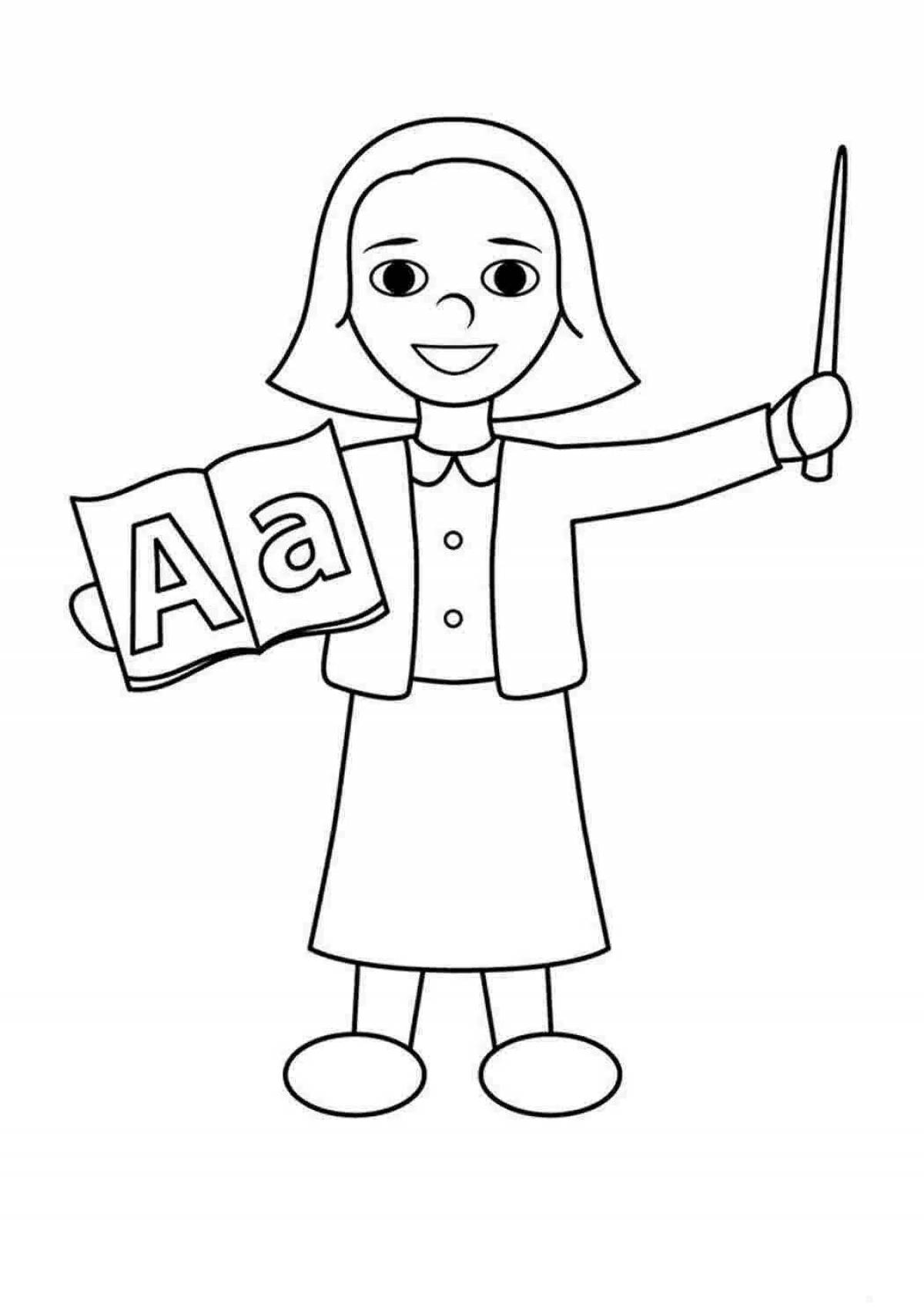Coloring page happy teacher