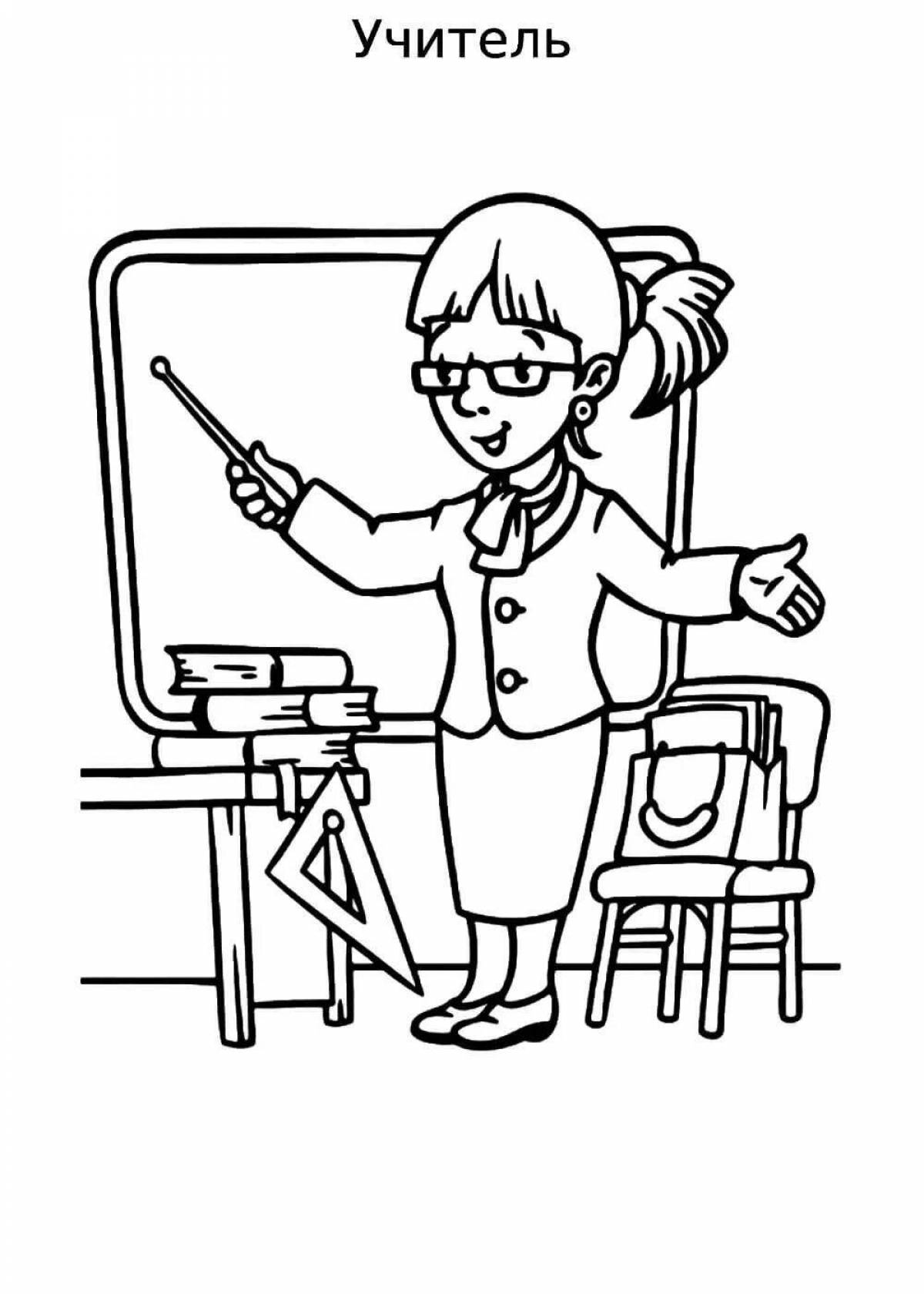 Coloring page energetic teacher