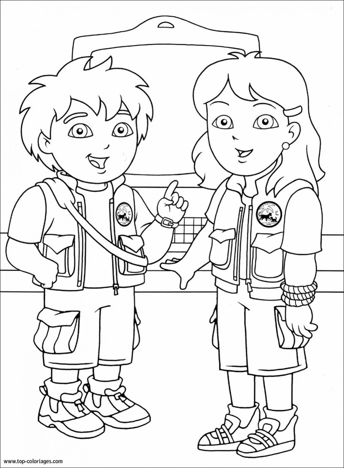 Cute diego coloring page