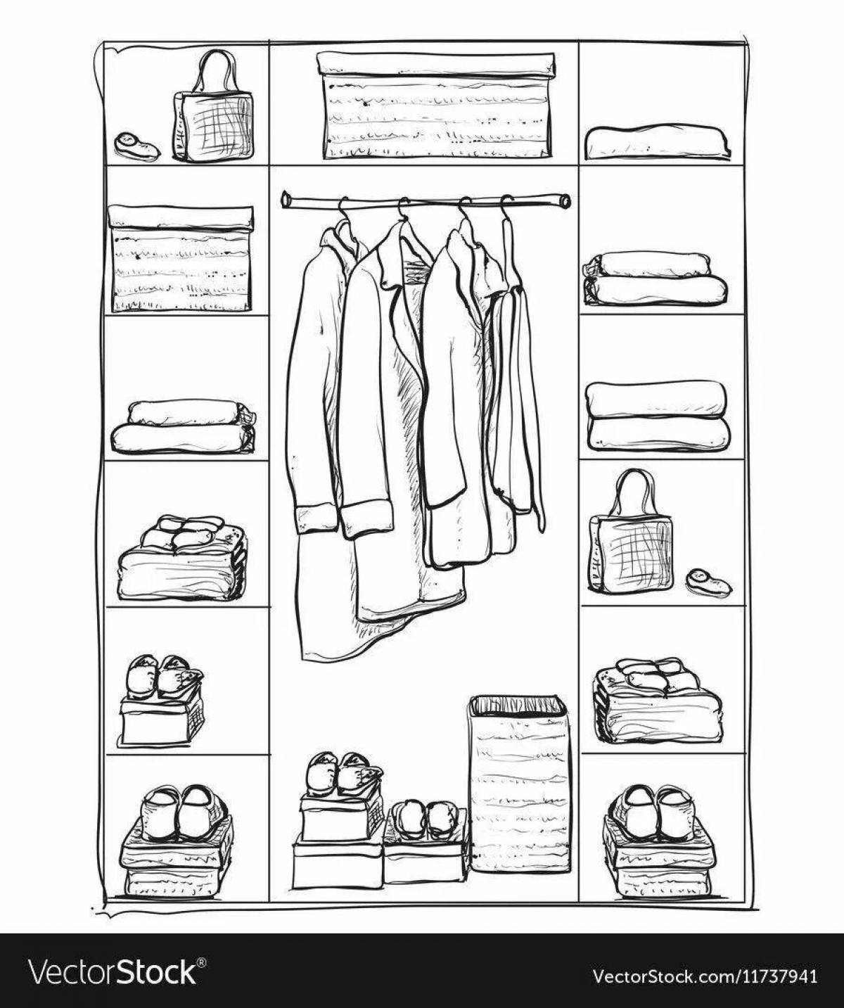 Colourful wardrobe coloring page