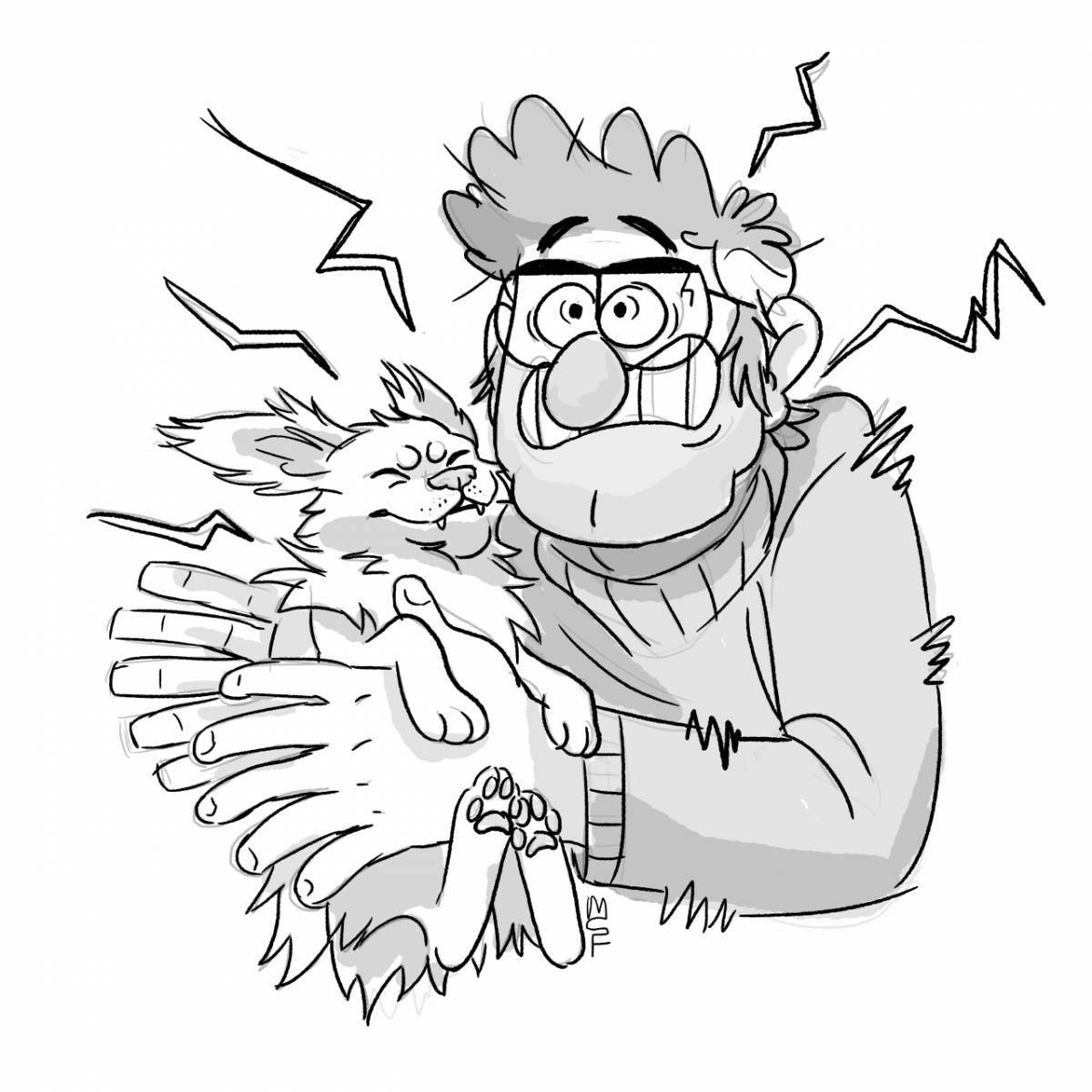 Coloring grinning uncle