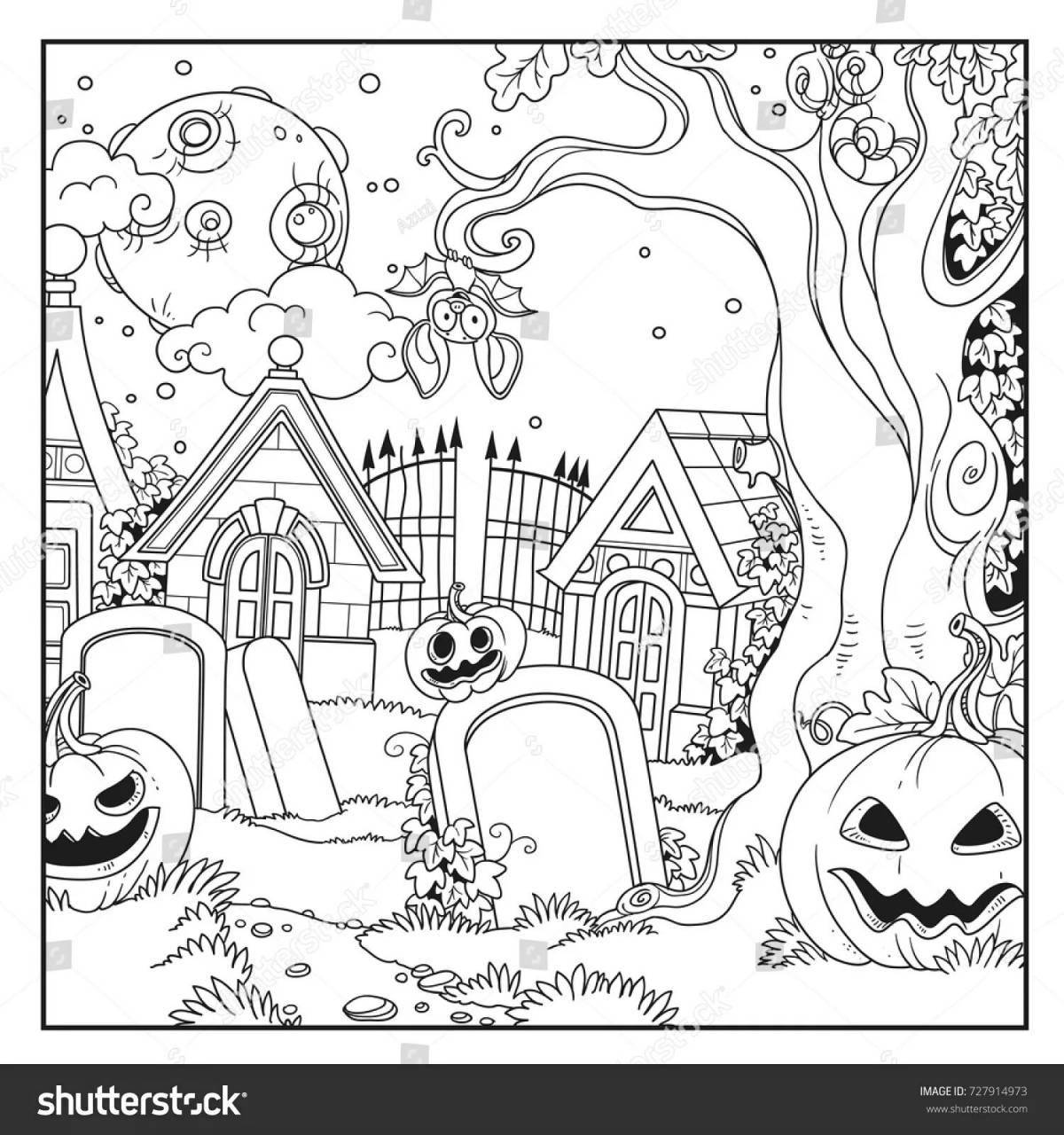 Coloring page chilling cemetery