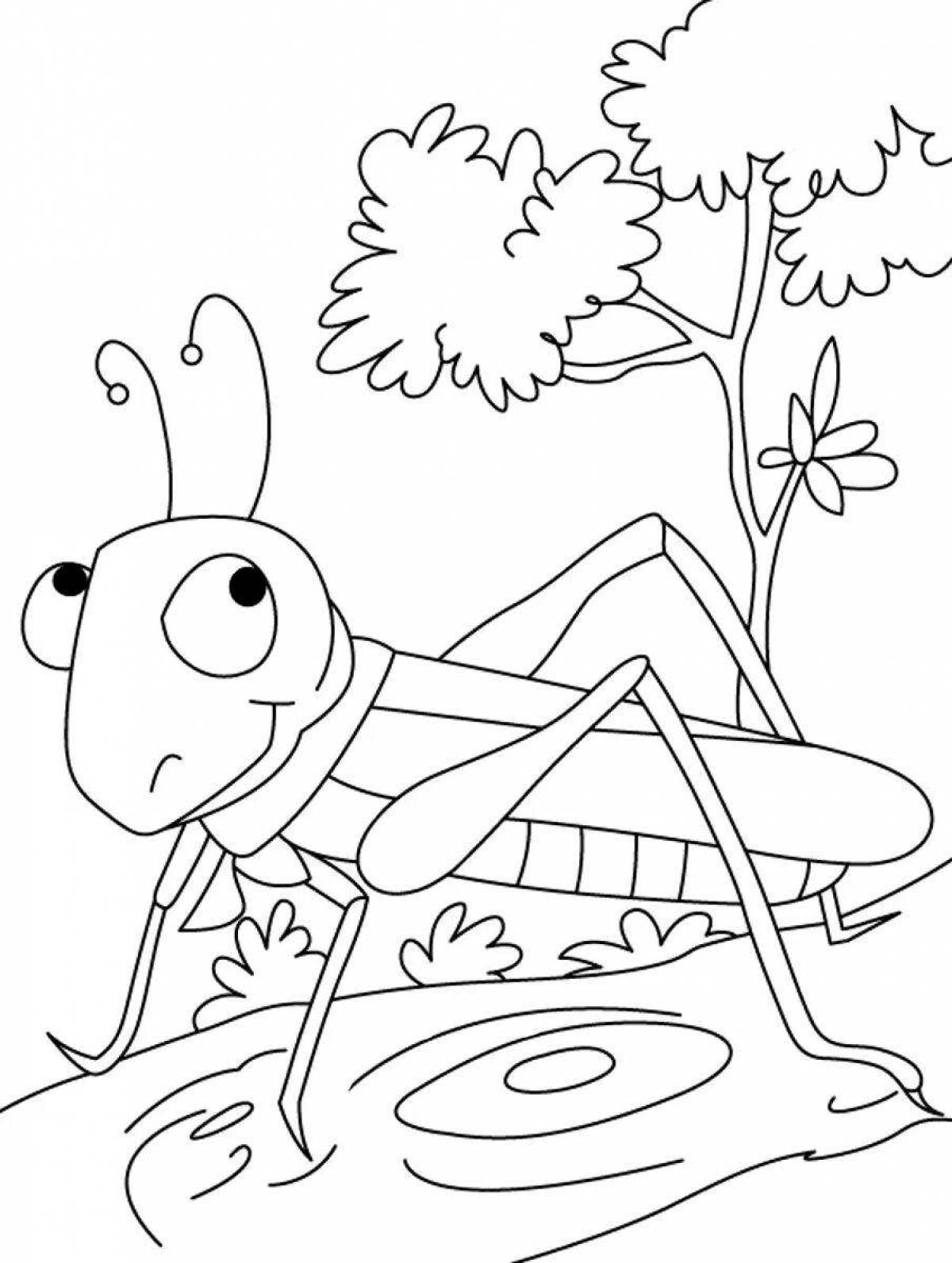 Cricket Coloring Page with Color Splashes