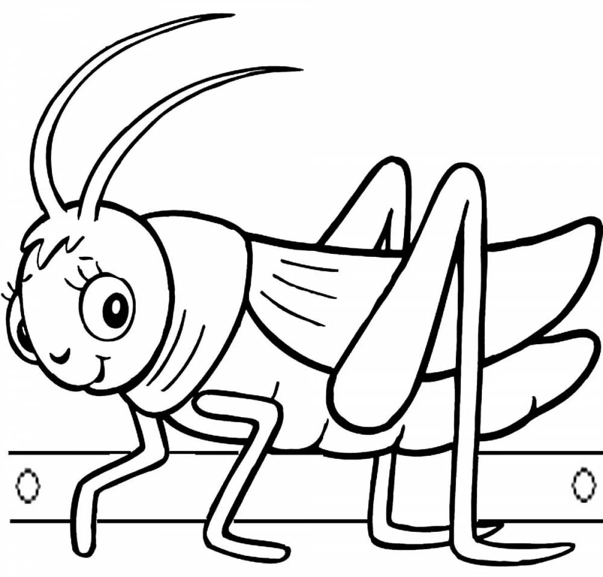 Colored bright cricket coloring page