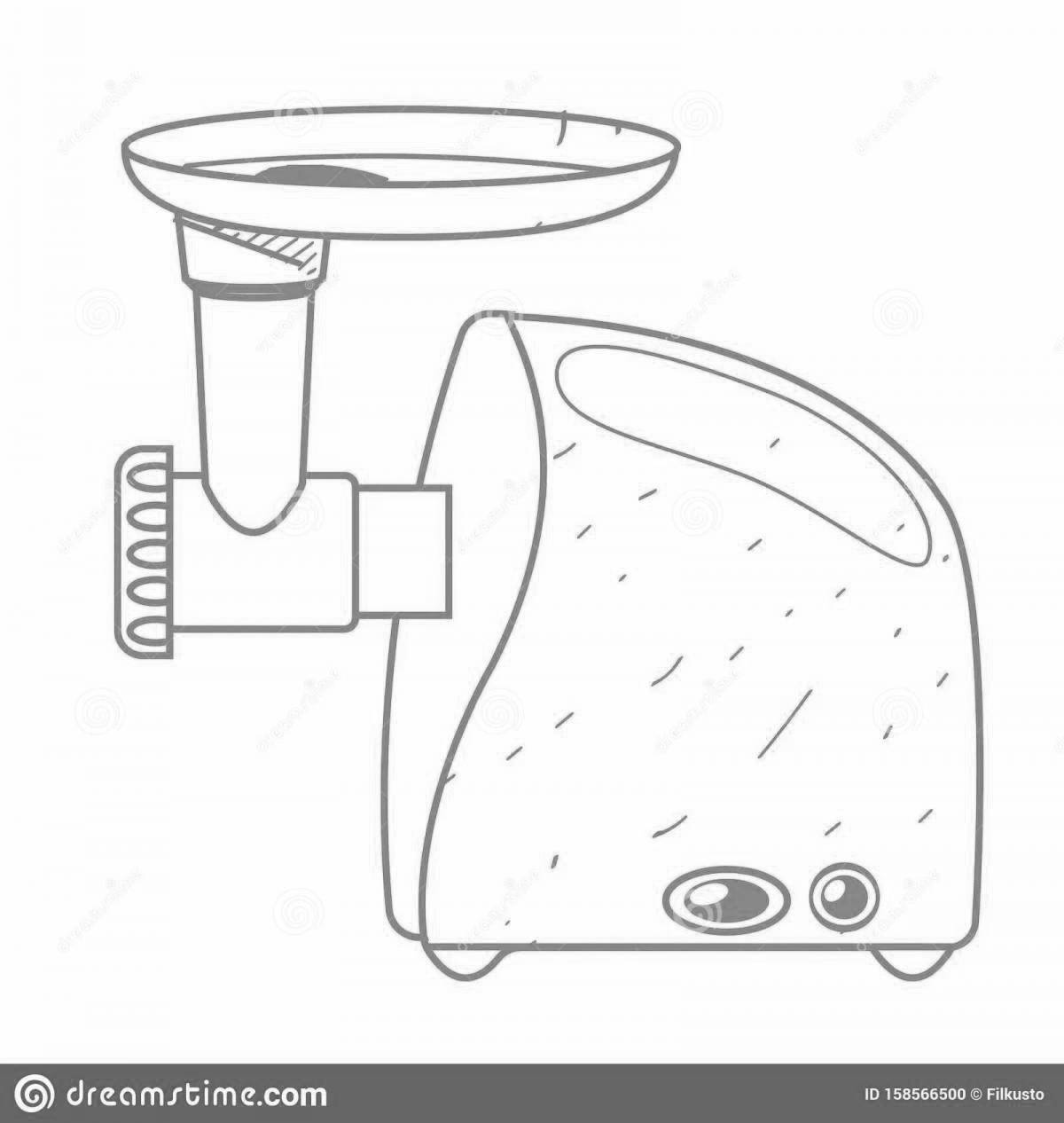 Colorful meat grinder coloring page