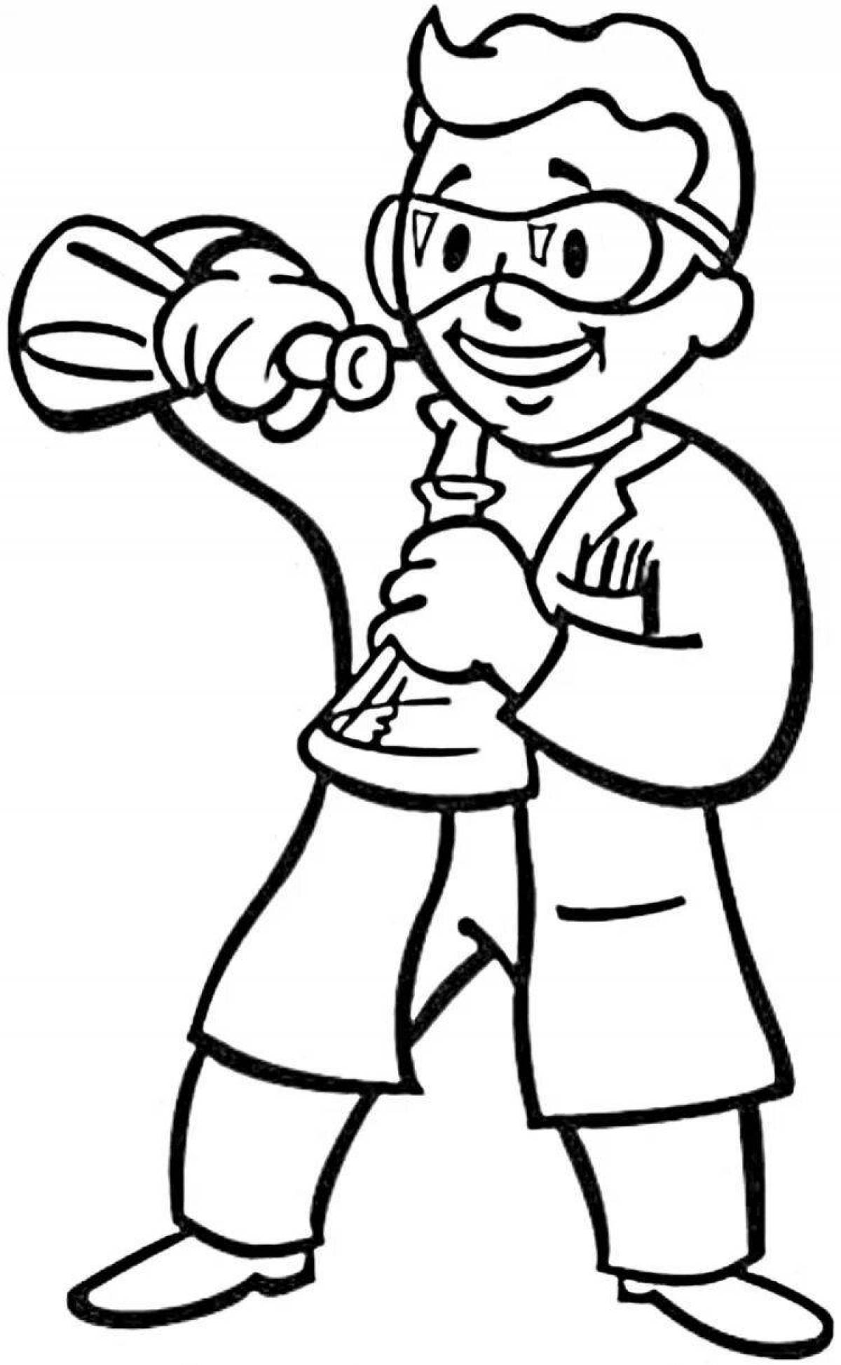 Playful chemist coloring book