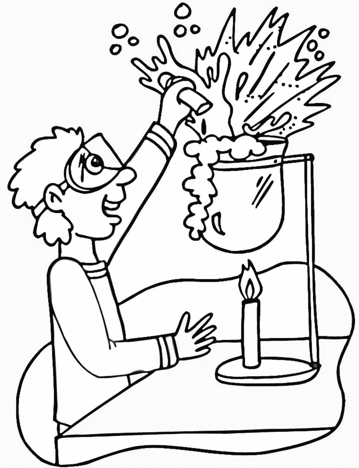 Color-frenzy coloring page chemist