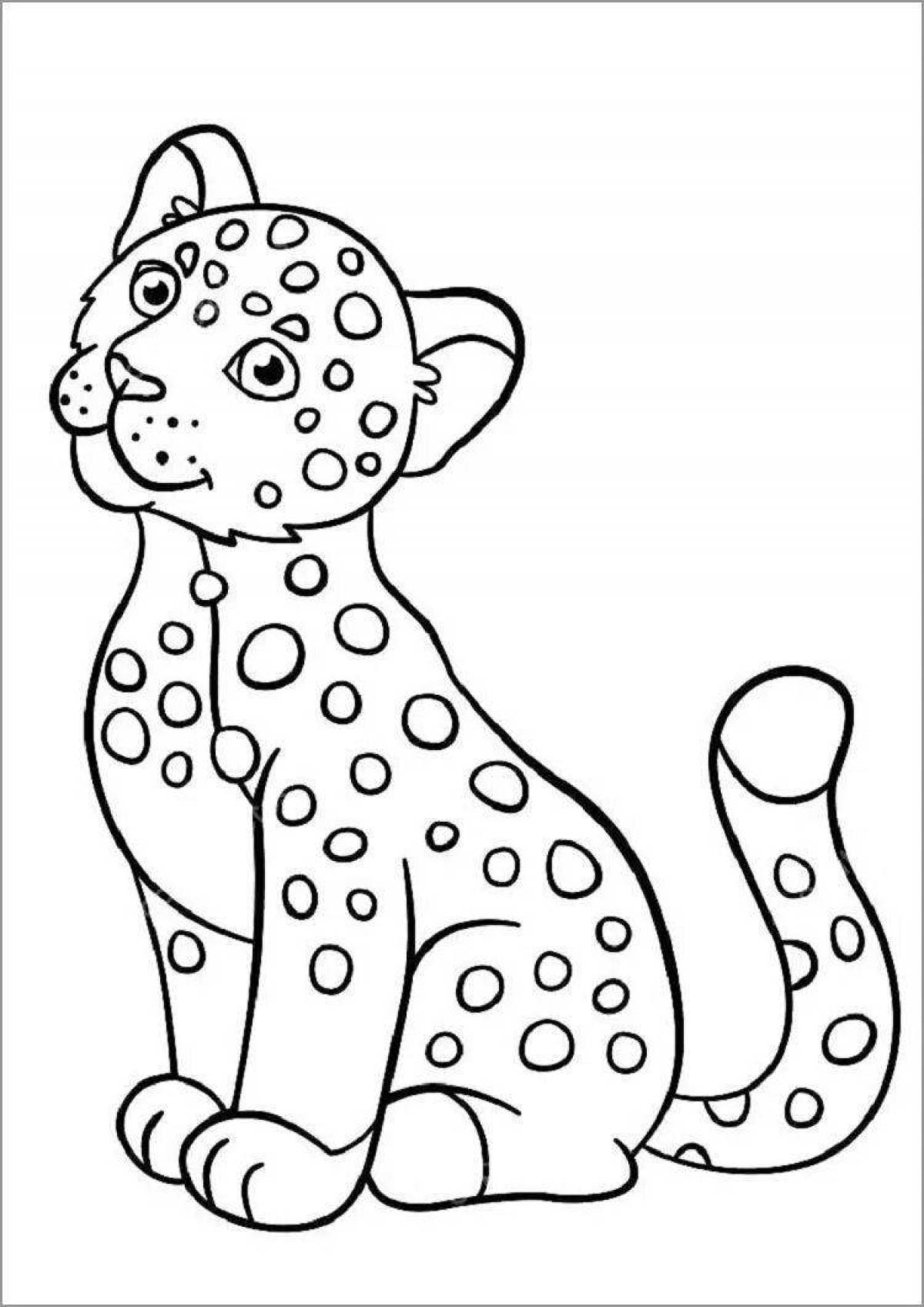 Игривая страница раскраски леопарда