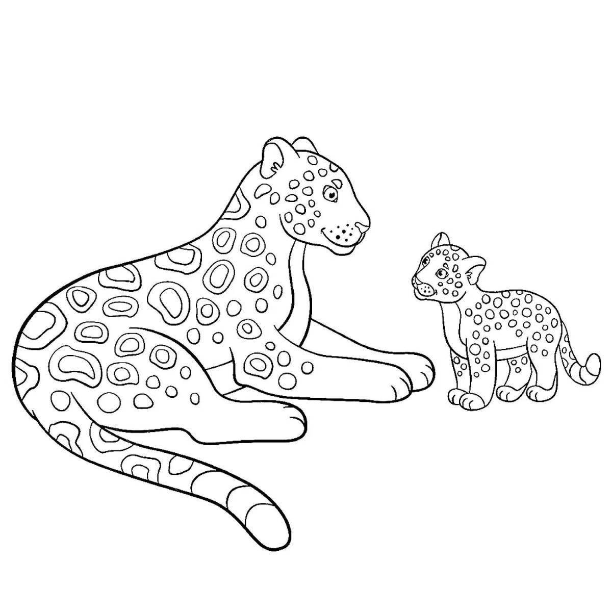 Exquisite leopard coloring page