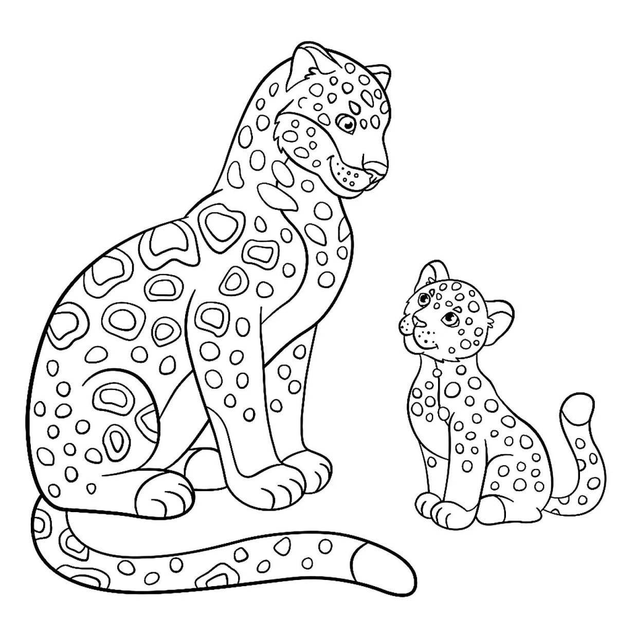 Adorable leopard coloring page