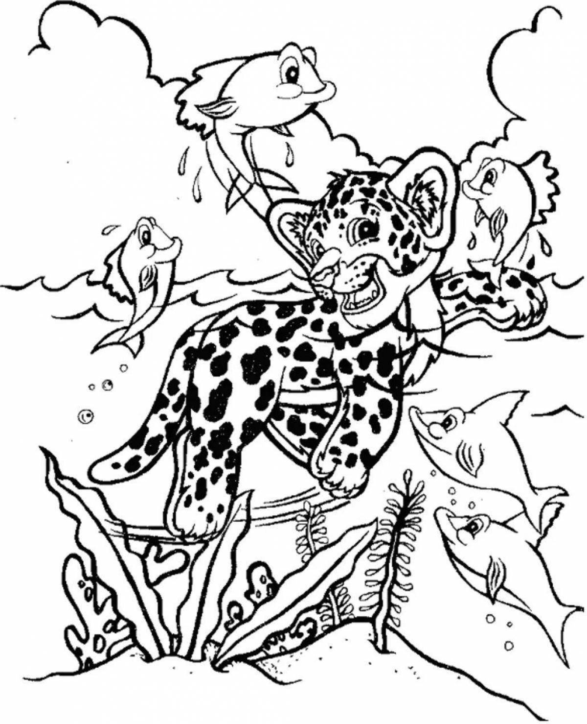 Fabulous leopard coloring page