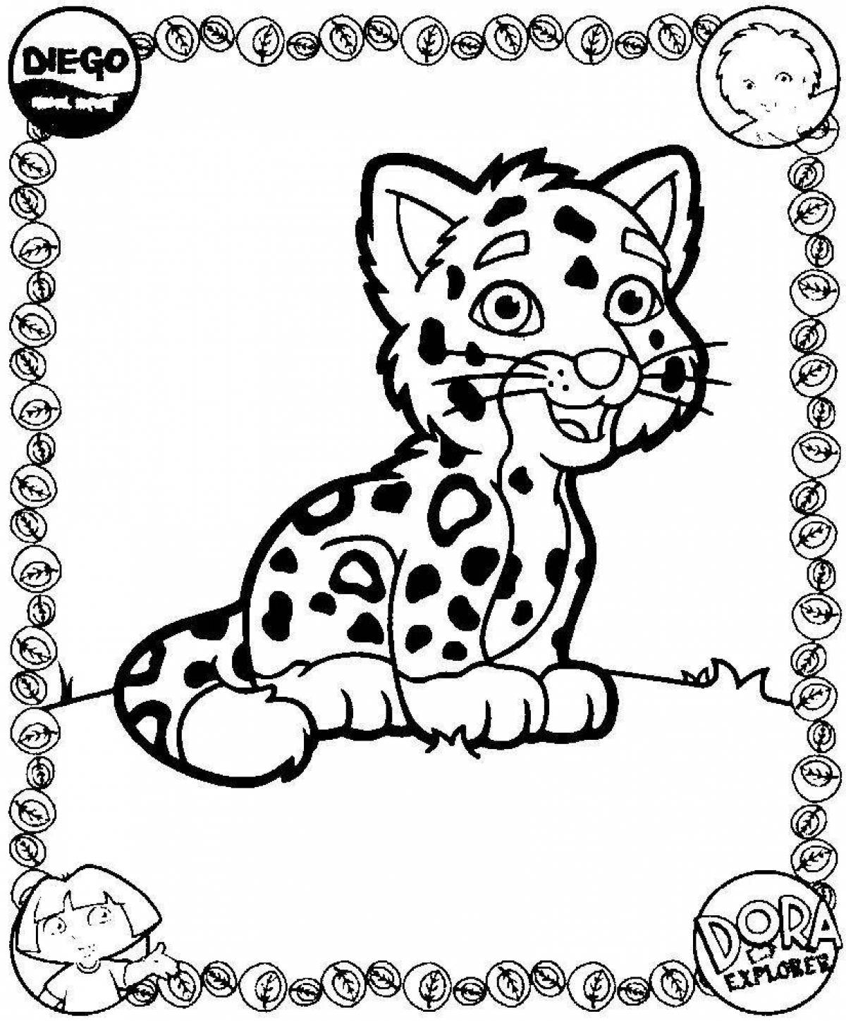 Charming leopard coloring book