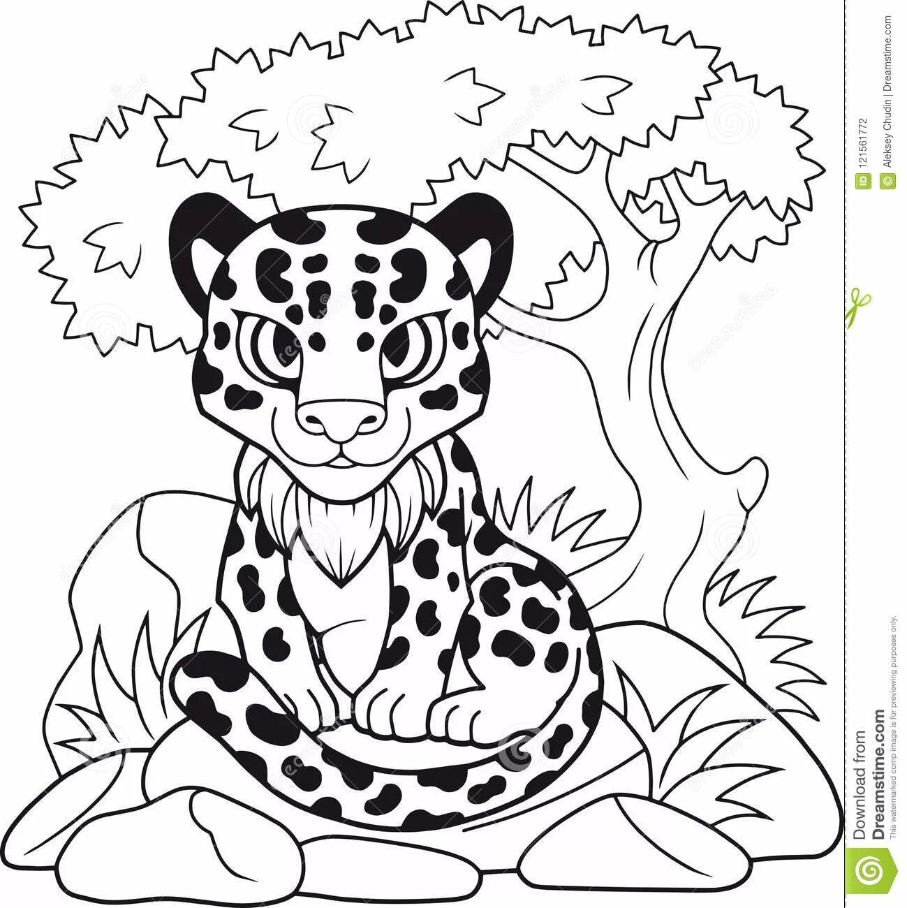 Dramatic leopard coloring page