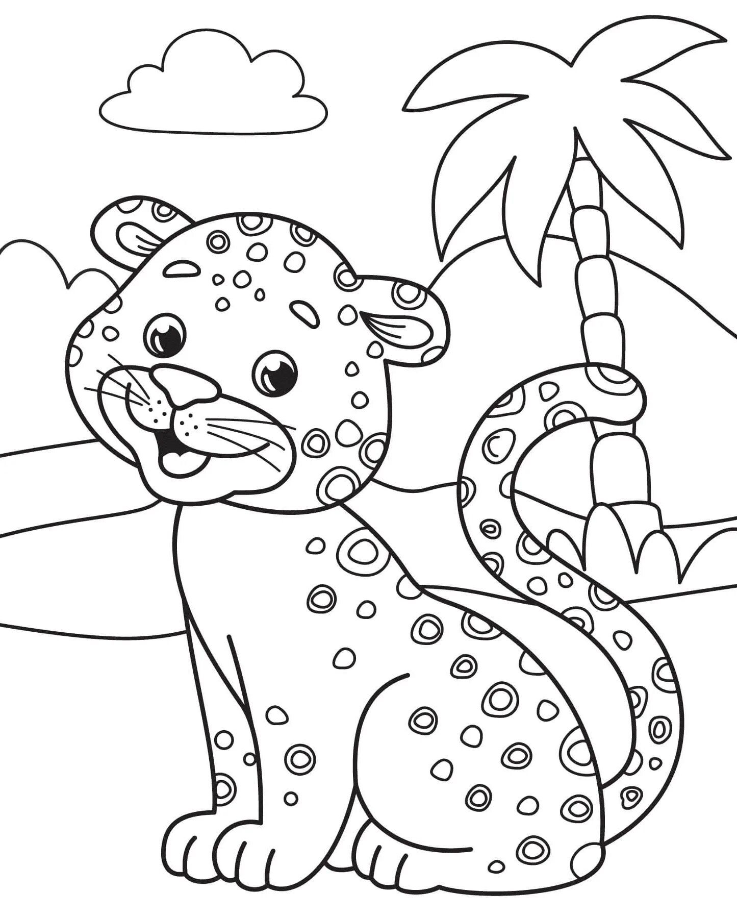 Coloring page nice leopard