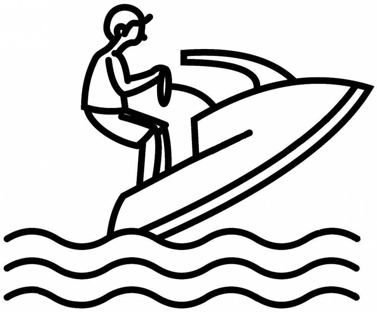 Colorful jet ski coloring page