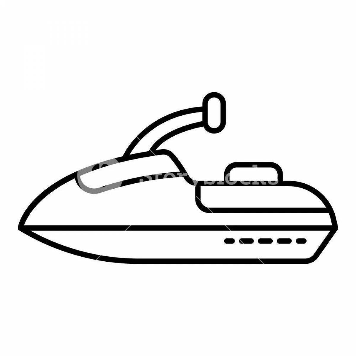 Animated jet ski coloring page