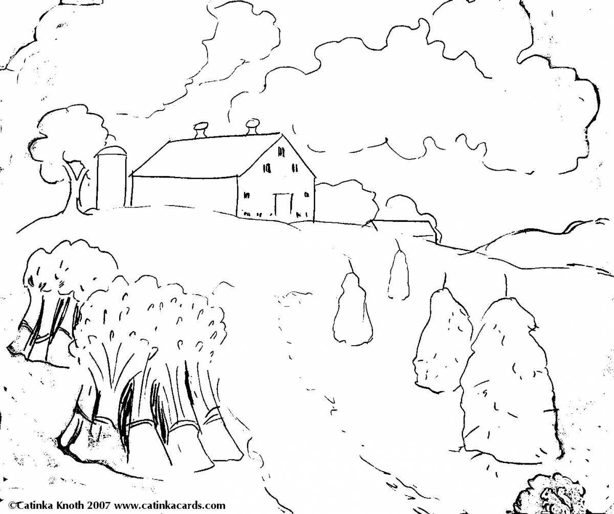 Coloring page joyful village