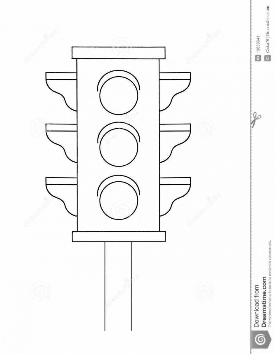 Раскраска семафор распечатать бесплатно для детей
