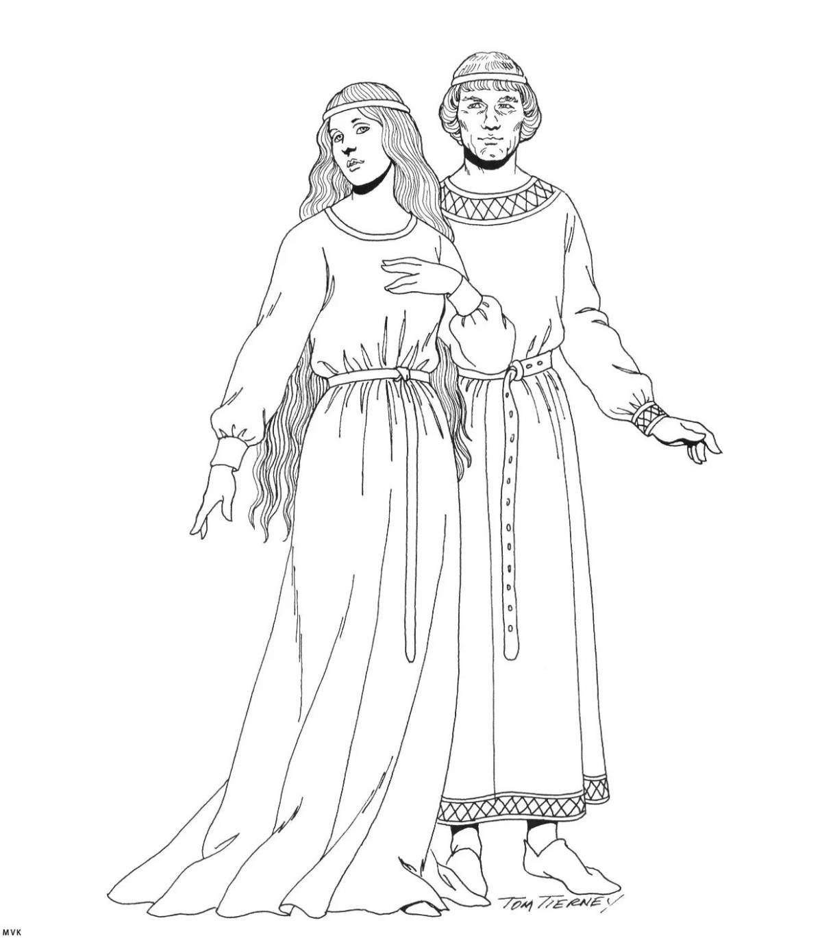 Одежда средневековья раскраска
