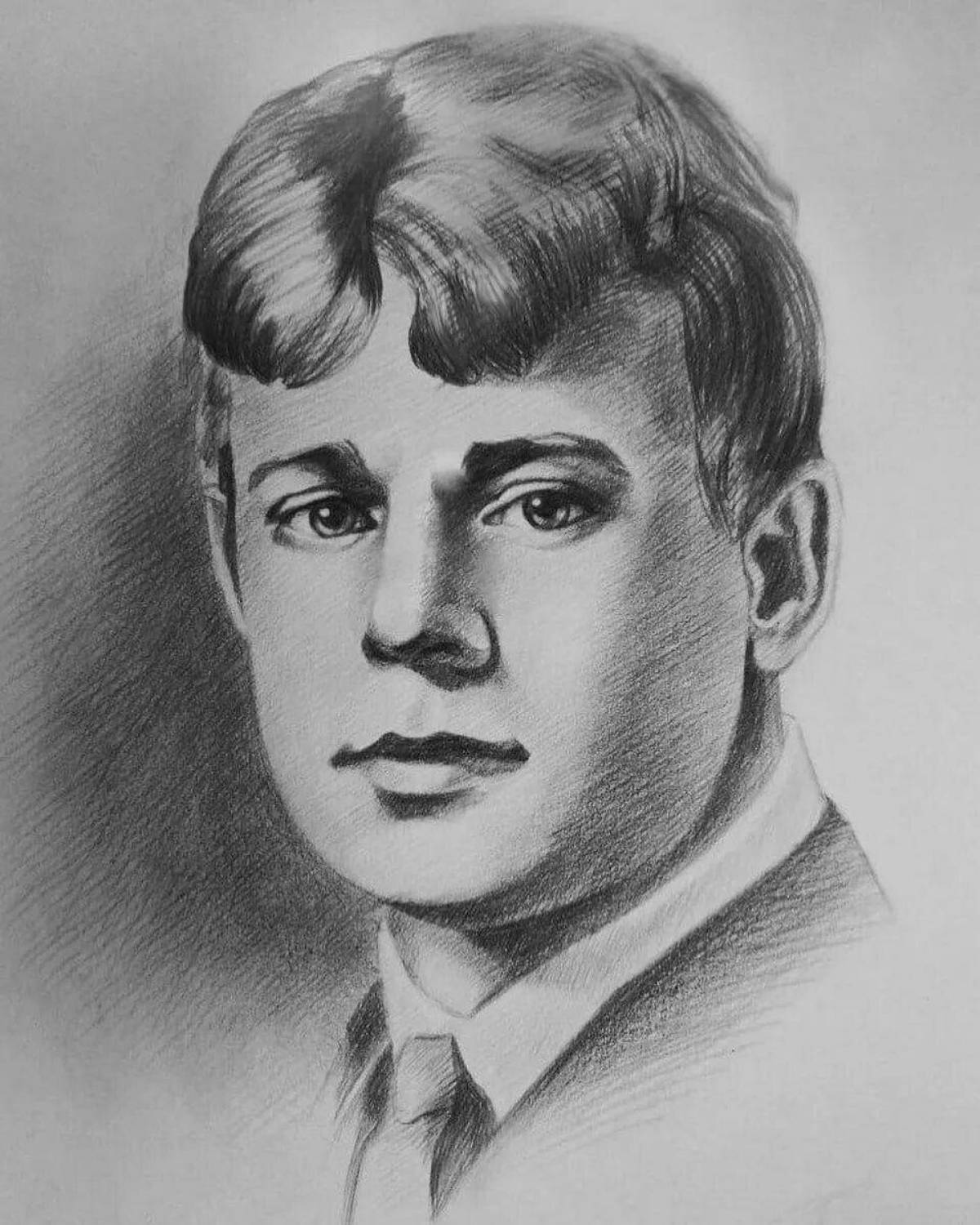 Портрет Сергея Есенина карандашом