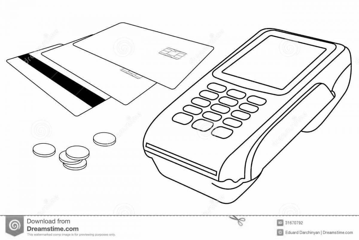 Savings bank playful coloring page