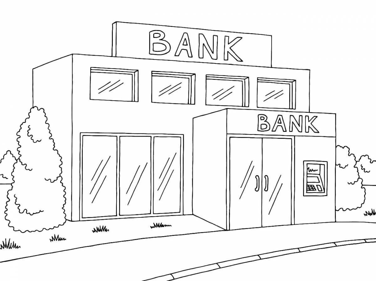 Веселая страница раскраски сберегательного банка