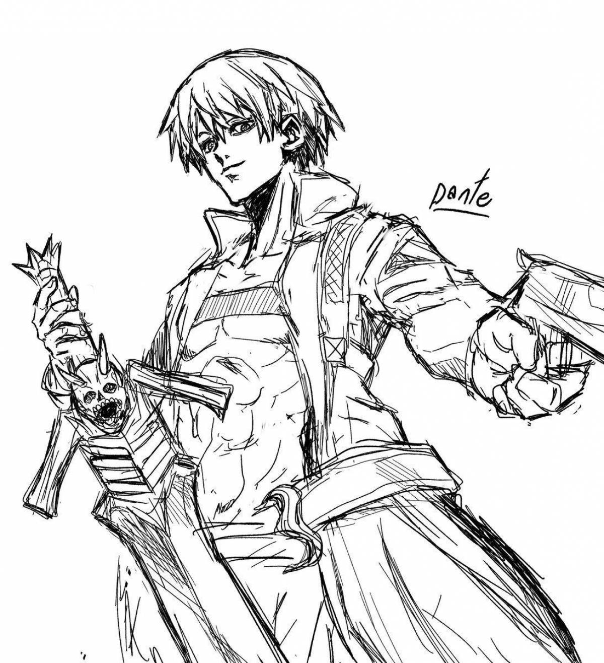 Dante's playful coloring page