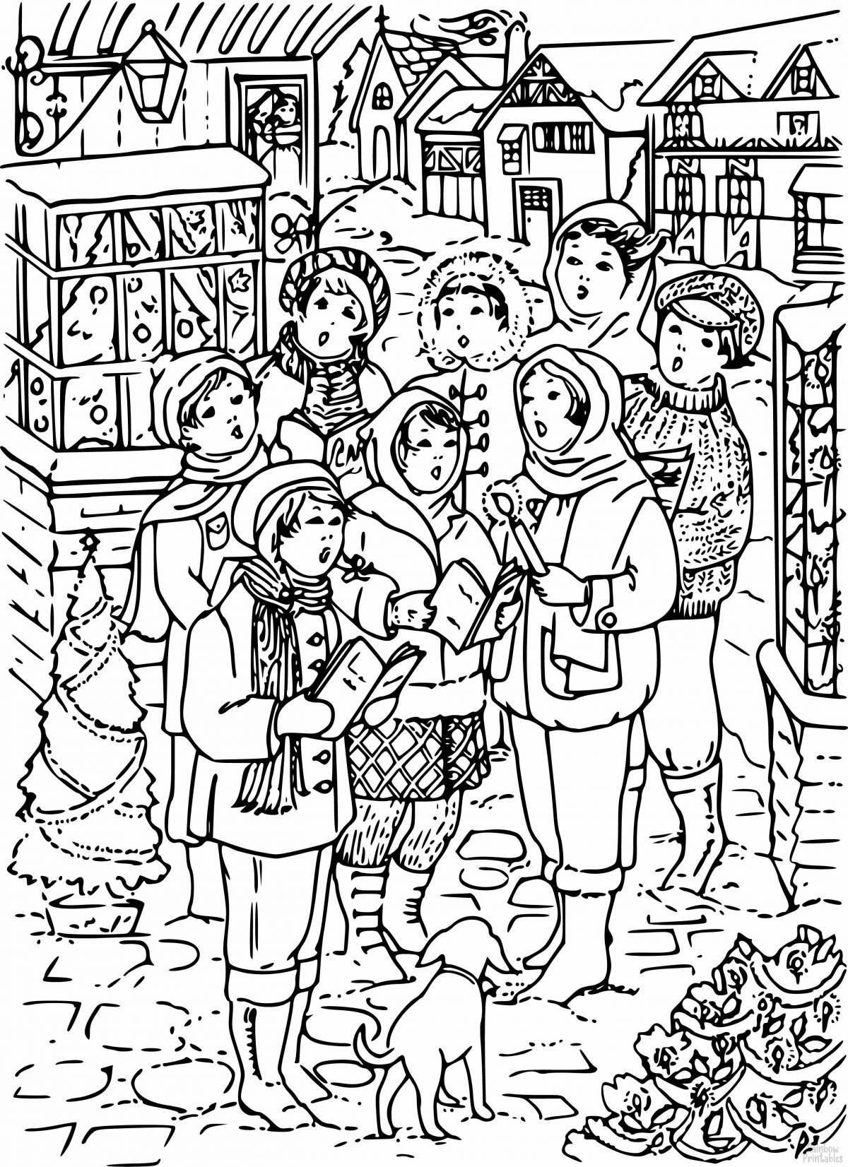 Christmas Eve festive coloring page