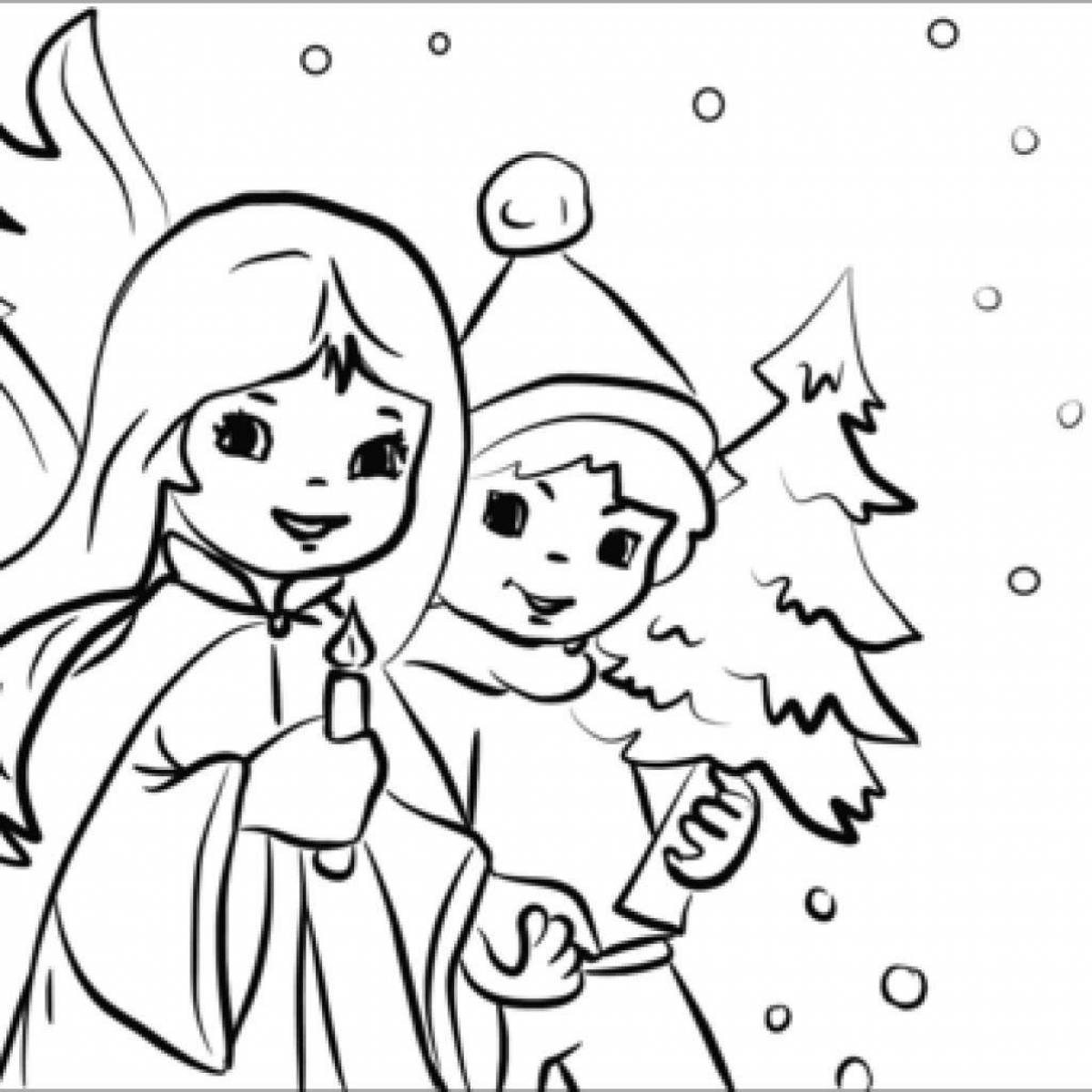 Joyful christmas eve coloring page