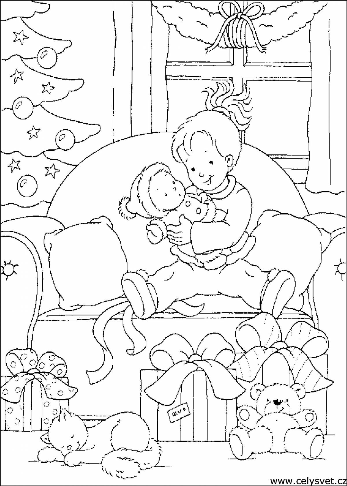 Sparkling christmas eve coloring page