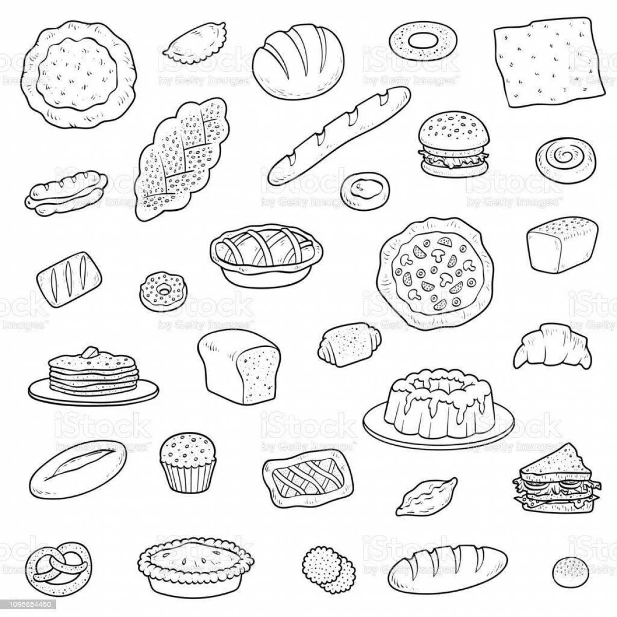 Colorful bakery coloring page