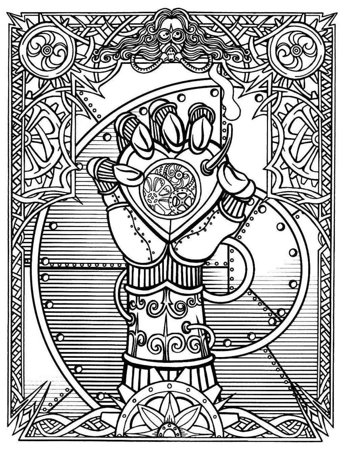 Fancy steampunk coloring book