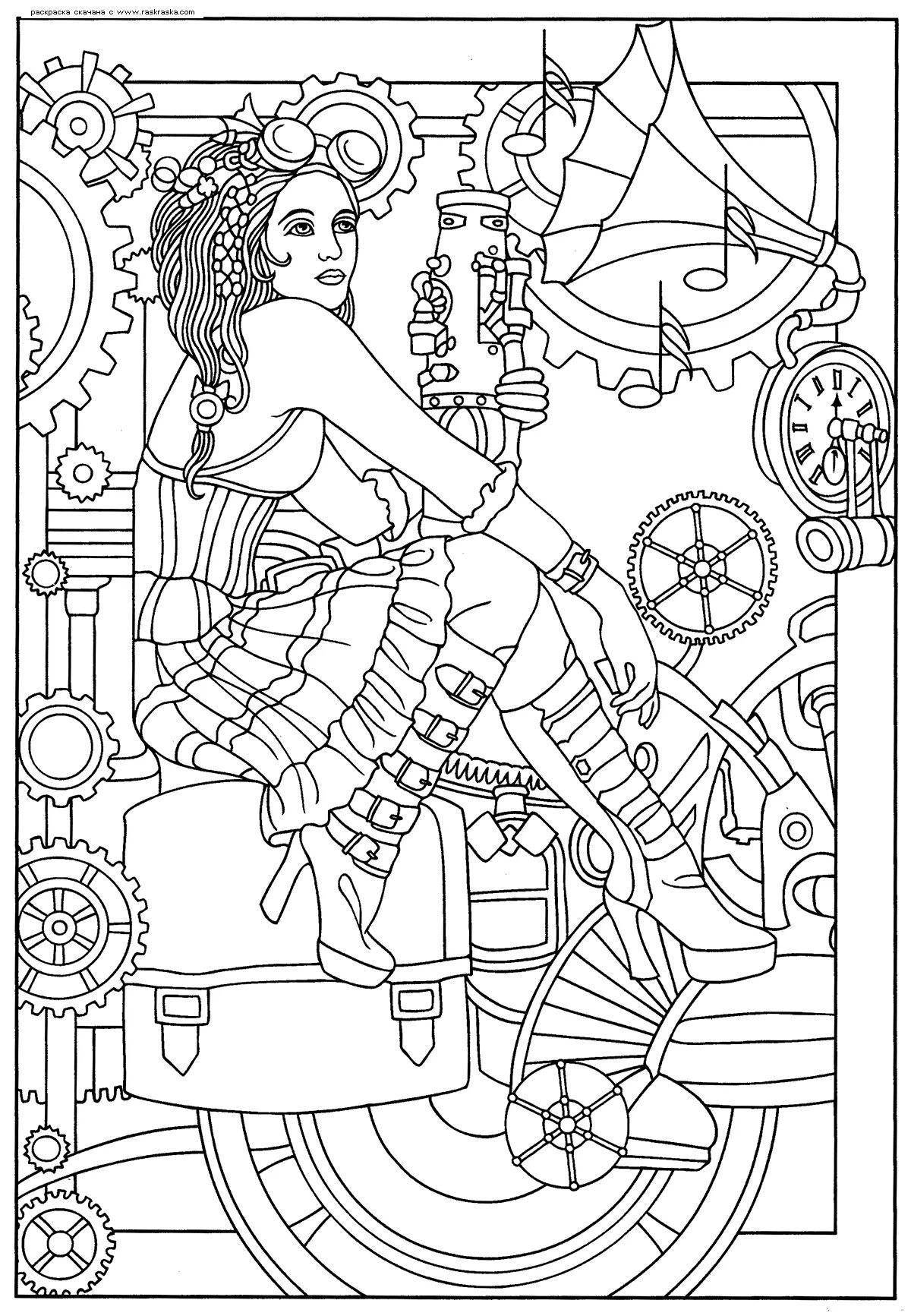 Волшебная раскраска в стиле стимпанк