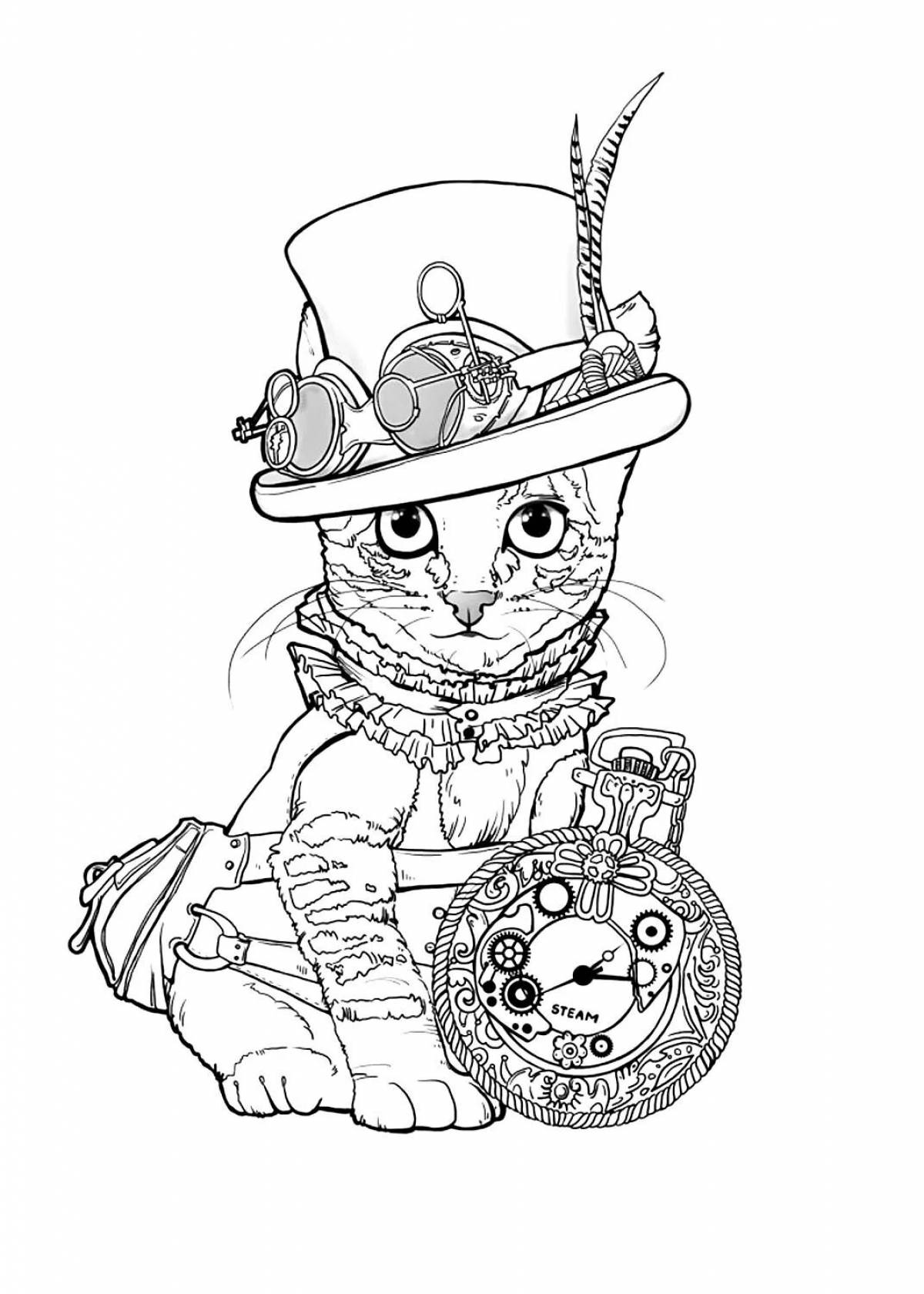 Steampunk trendy coloring book