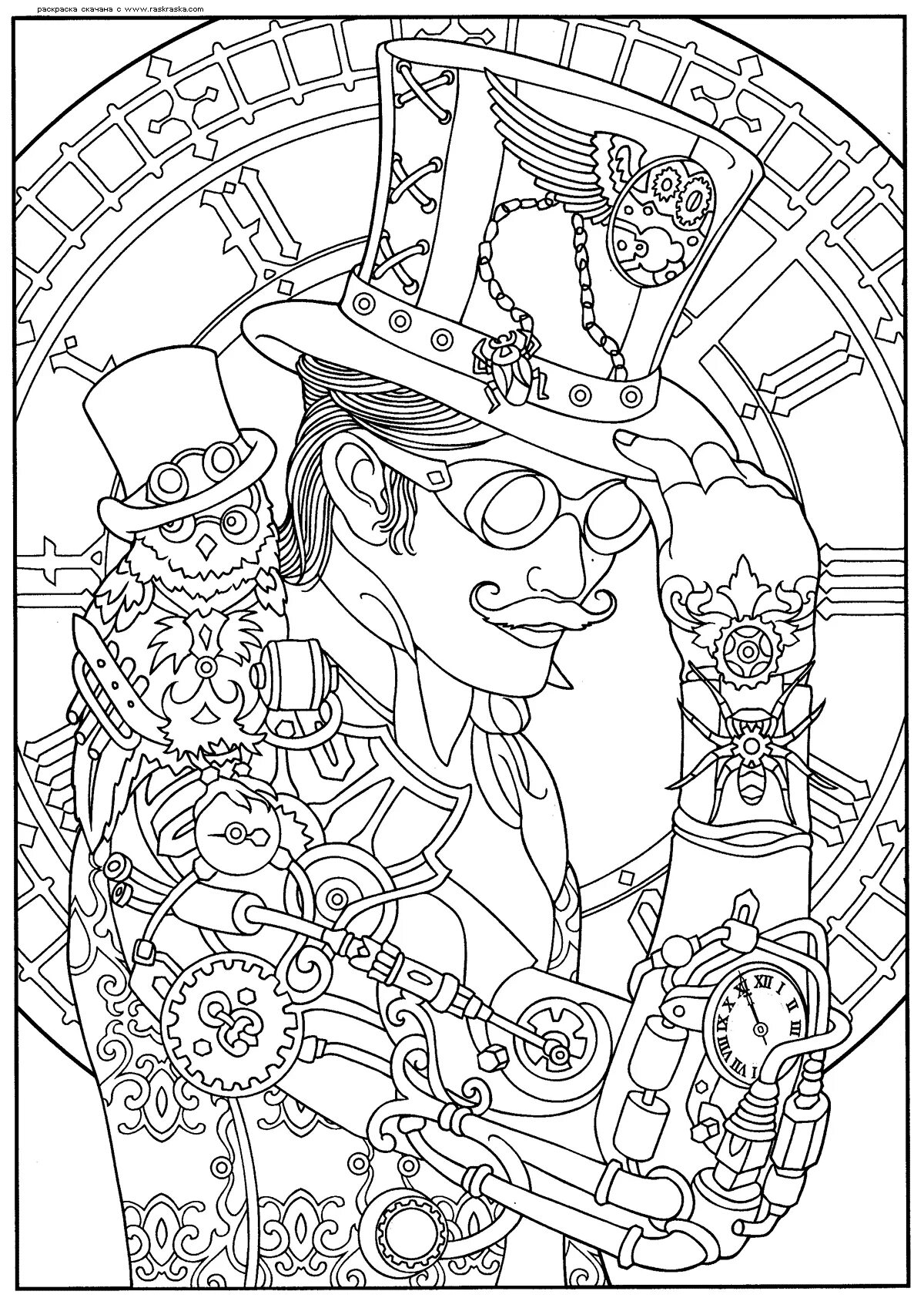 Bold steampunk coloring book