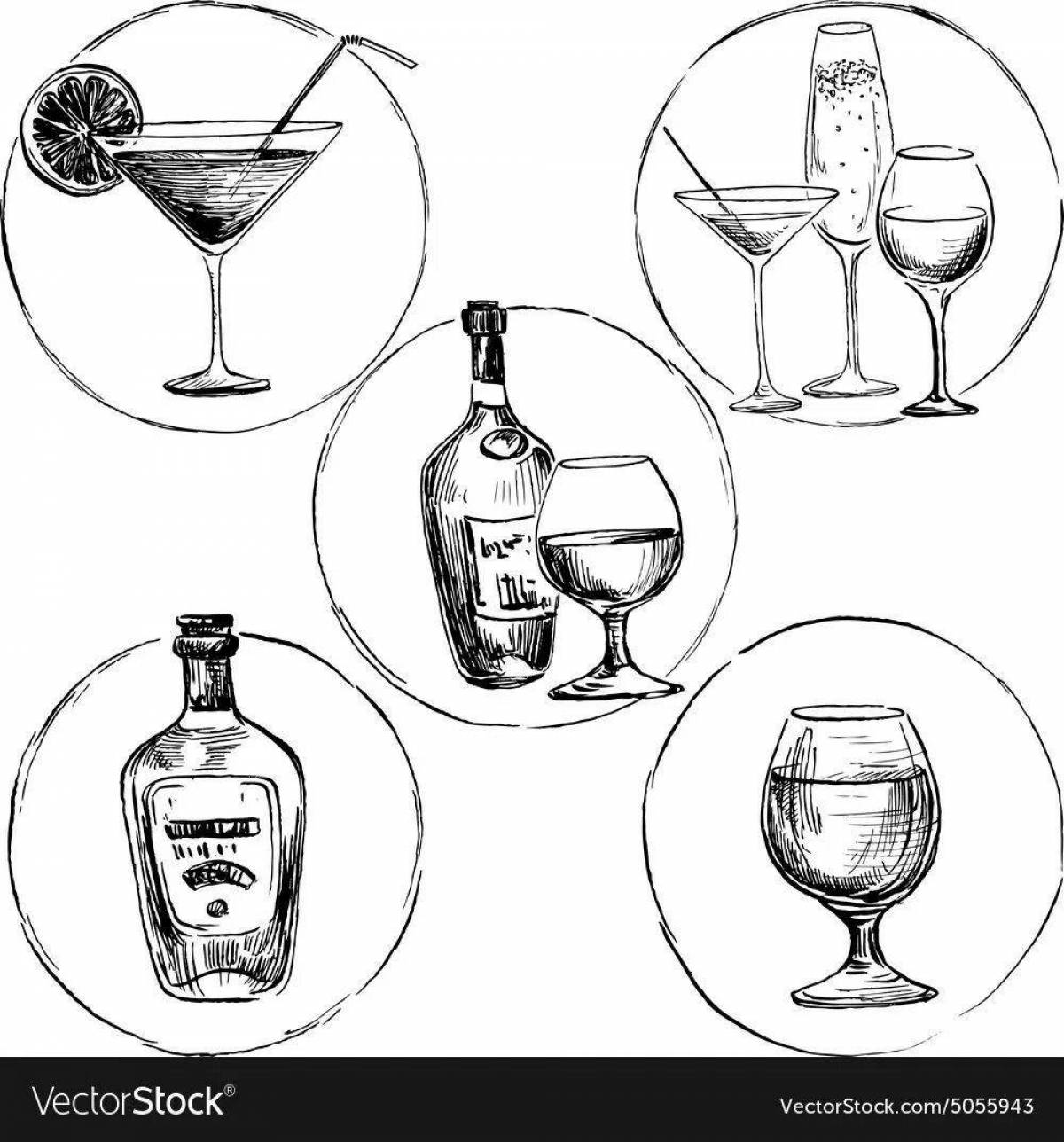 Playful alcohol coloring page