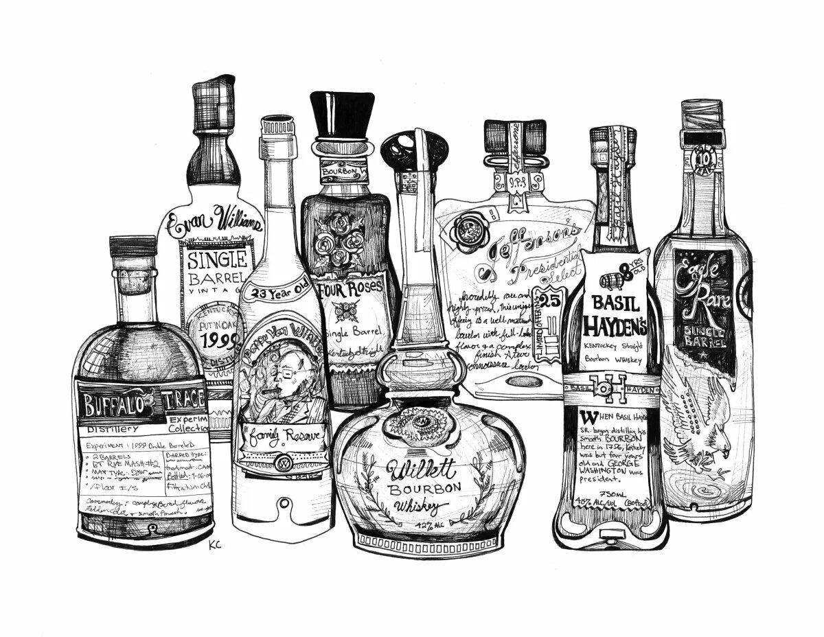 Tempting alcohol coloring page